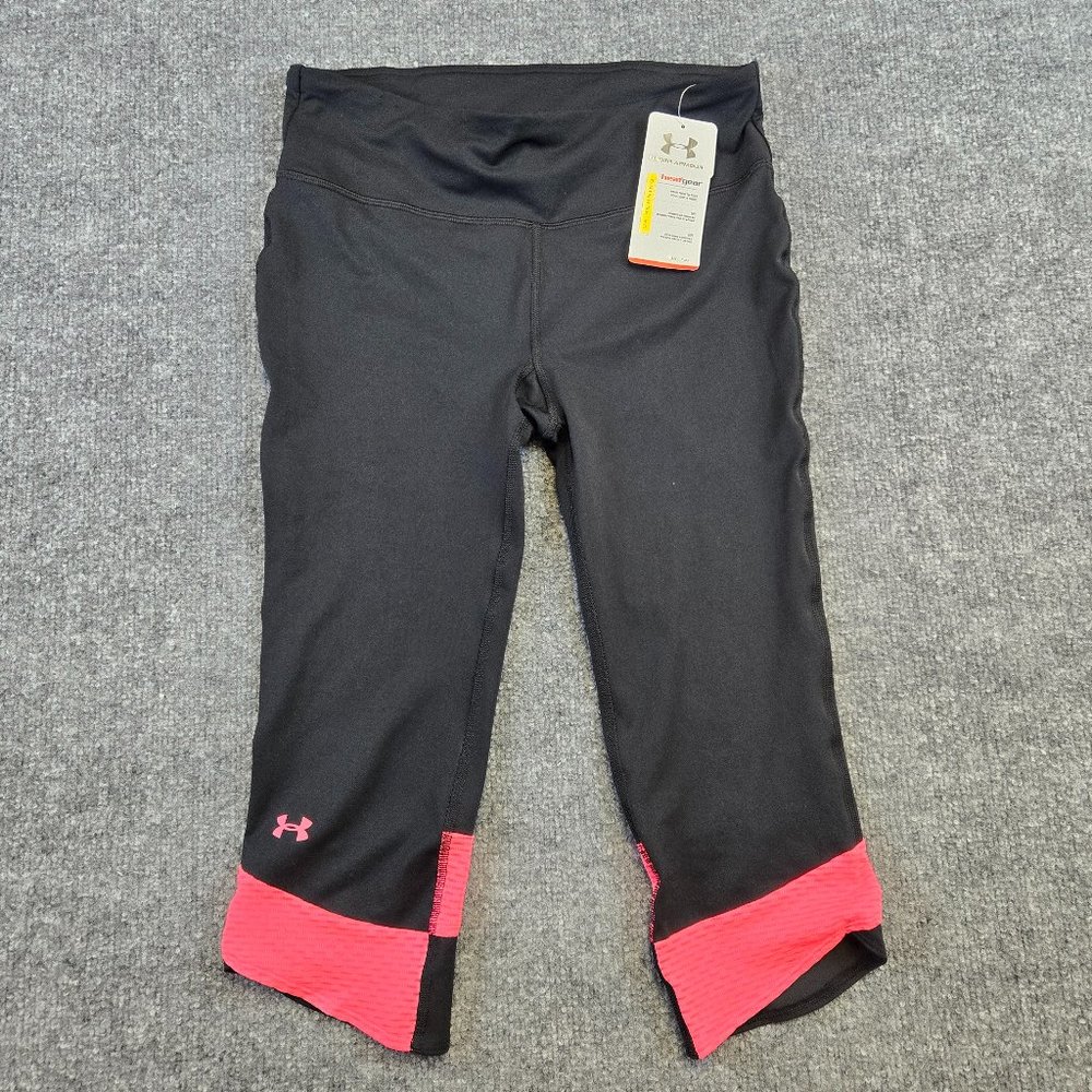 Under Armour Heat Gear Compression Leggings Women’s SZ M Pink Gray Activewear A2